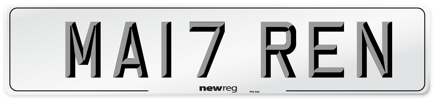 MA17 REN Number Plate from New Reg